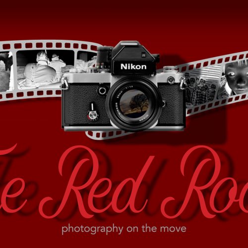 graphic composition of a roll of analogue 35 mm film and the words the red room